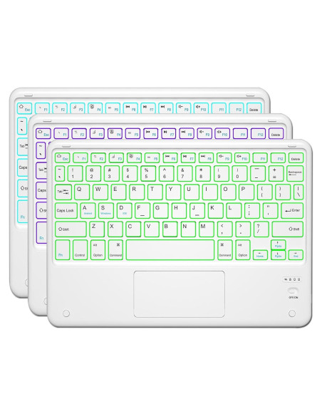 Teclado Bluetooth TOPIPRO Delgado con Retroiluminación 7 Colores y Touchpad