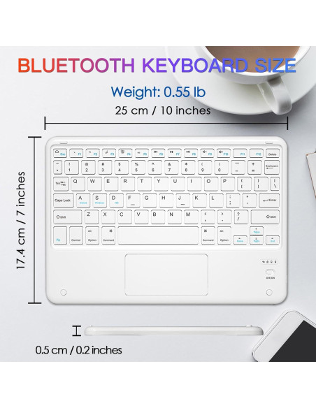 Teclado Bluetooth TOPIPRO Delgado con Retroiluminación 7 Colores y Touchpad