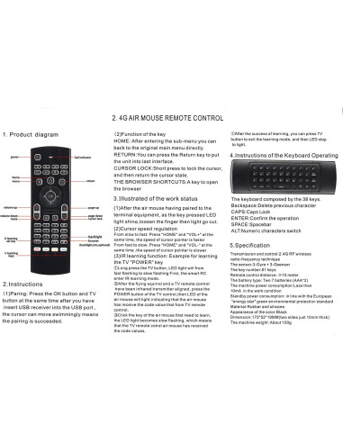 Air Mouse Inalámbrico CHUNGHOP 604213247124 Retroiluminado