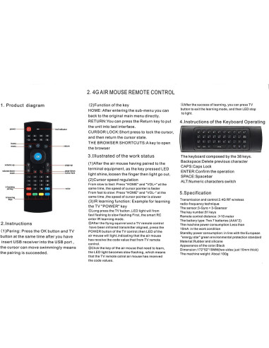 Control Remoto Inalámbrico HONONJO MX3 con Teclado y Voz