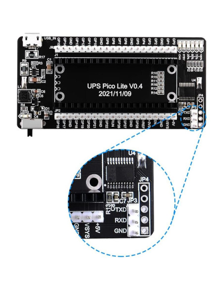 UPS HAT GeeekPi para Raspberry Pi Pico/Pico W - Batería 18650