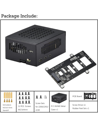 Caja de metal iUniker para Raspberry Pi 5 con placa NVMe