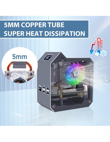 Kit NAS MiniTower NVMe GeeekPi N07 para Raspberry Pi 5