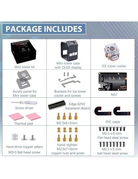 Kit NAS MiniTower NVMe GeeekPi N07 para Raspberry Pi 5