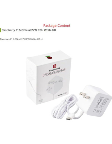 Fuente de Alimentación 27W USB Tipo-C Oficial Raspberry Pi 5