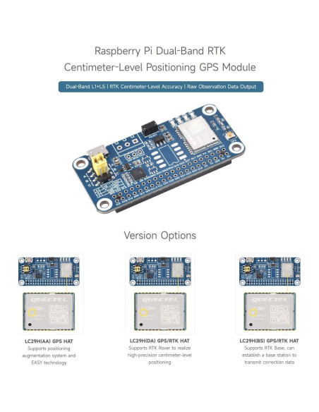 Módulo GPS Doble Banda Waveshare LC29H para Raspberry Pi Módulo GPS Doble Banda Waveshare LC29H para Raspberry Pi