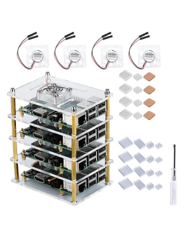 Caja Clúster GeeekPi para Raspberry Pi 4/3 con Ventiladores