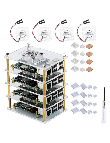 Caja Clúster GeeekPi para Raspberry Pi 4/3 con Ventiladores
