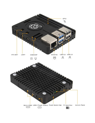 Caja de Enfriamiento Pasivo Geekworm N310 para Raspberry Pi 5