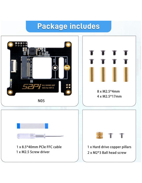 Adaptador M.2 NVMe a PCIe GeeekPi N05 para Raspberry Pi 5