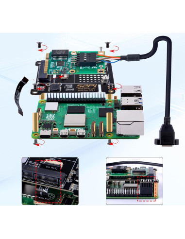 Adaptador Mini PCIe GeeekPi HAT M02 para Raspberry Pi 5