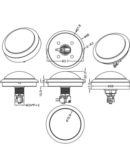 Botones de Arcade EG STARTS 100mm LED Iluminados Blanco