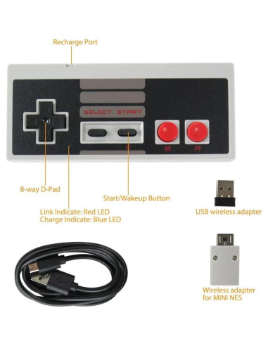 Controlador Inalámbrico Gxcdizx para NES Classic - 2 Unidades