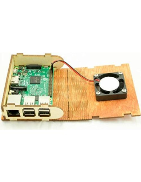 Funda de Madera C4Labs con Ventilador para Raspberry Pi 3B+ y 2 Funda de Madera C4Labs con Ventilador para Raspberry Pi 3B+ y 2