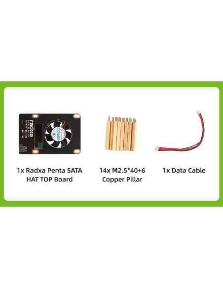 Placa Superior Radxa Penta SATA HAT con Pantalla OLED