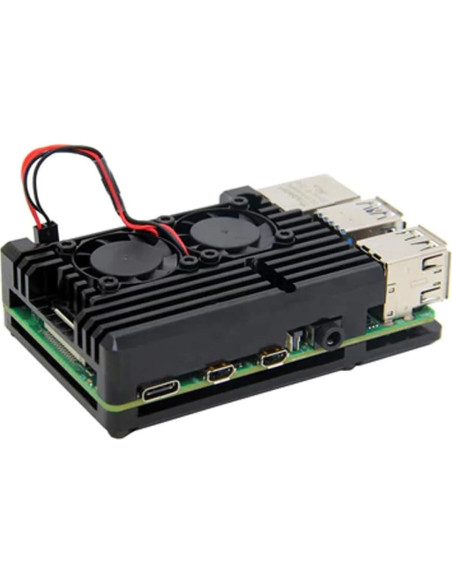 Caja de Aluminio ODS675 con Doble Ventilador para Raspberry Pi 4 B