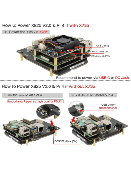 Placa de Expansión SATA Geekworm X825 V2.0 para Raspberry Pi 4 Placa de Expansión SATA Geekworm X825 V2.0 para Raspberry Pi 4