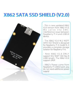 Placa de Expansión GeeekPi X862 V2.0 para Raspberry Pi 4B SSD M.2 2