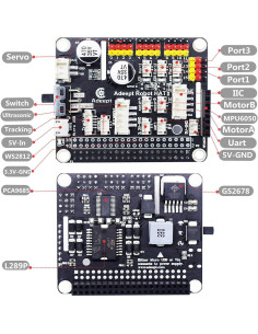 Kit HAT Robot Adeept para Raspberry Pi 4/3B+/3B/2B, Controlador 2
