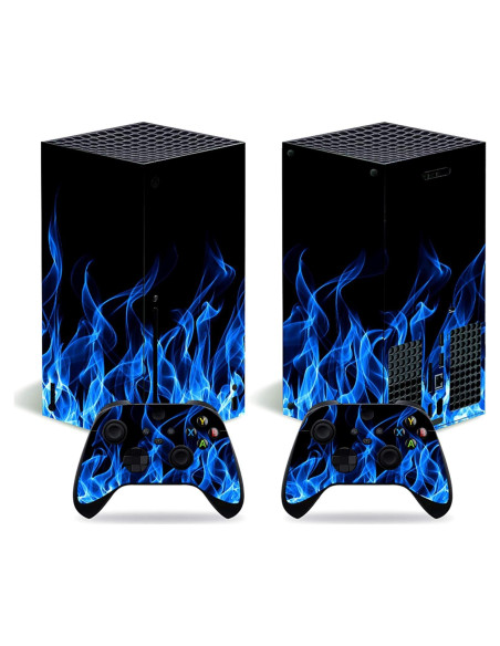 Piel Vinilo Protector Xbox Series X Eipoaks Fuego Azul