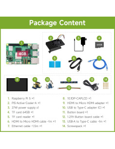 Kit de Pantalla Waveshare para Raspberry Pi 5 - 10.1" LCD, 4GB RAM, 64GB TF 2