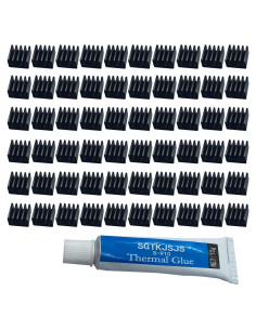 Kit de 60 Mini Disipadores de Calor Aluminio Negro 8.8x8.8x5mm