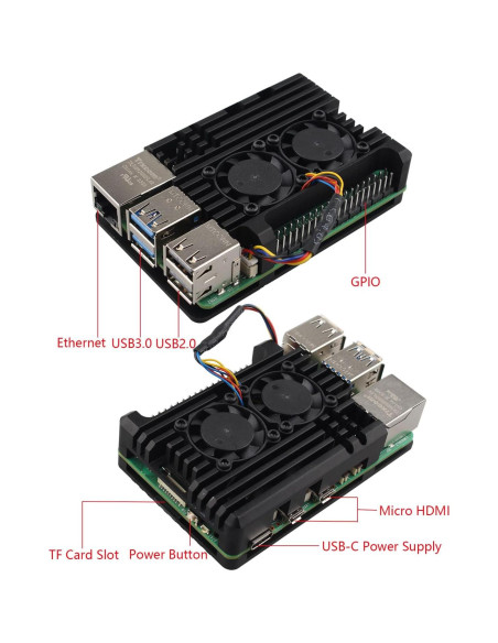 Caja de Aluminio ZDE para Raspberry Pi 5 con Ventiladores