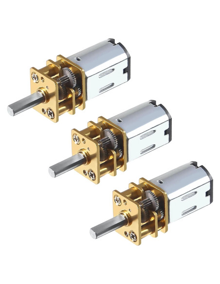 3 Motores de Reducción N20 3V 15RPM Metal para Juguetes RC
