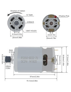 Motor DC RS550 21V 28000RPM 8.2mm 14 Dientes FLXDirect 2