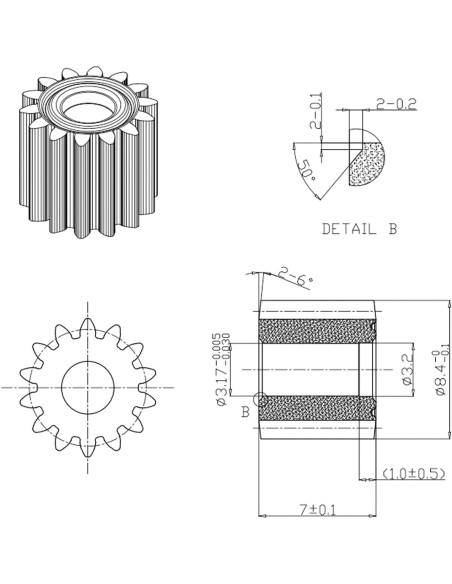 Motor DC RS550 21V 28000RPM 8.2mm 14 Dientes FLXDirect Motor DC RS550 21V 28000RPM 8.2mm 14 Dientes FLXDirect