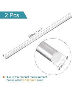 Barra Redonda de Aluminio MECCANIXITY 10mm x 300mm - Paquete de 2 2