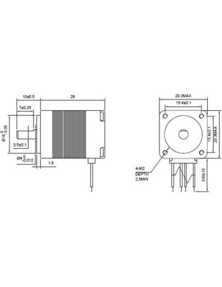 Motor Paso a Paso Nema 8 Bipolar 1.6Ncm 28mm 0.2A 4 Conectores