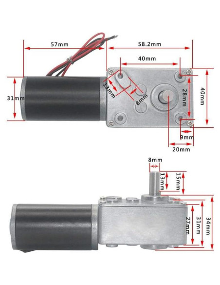 Motor de Engranaje DC 12V 20RPM YWBL-WH Reversible de Alta Torsión