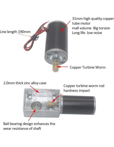 Motor de Engranaje DC 12V 20RPM YWBL-WH Reversible de Alta Torsión