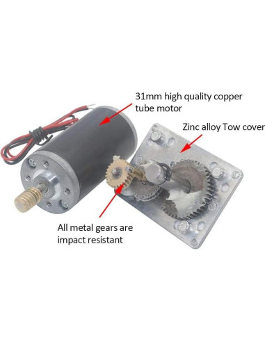 Motor de Engranaje DC 12V 20RPM YWBL-WH Reversible de Alta Torsión