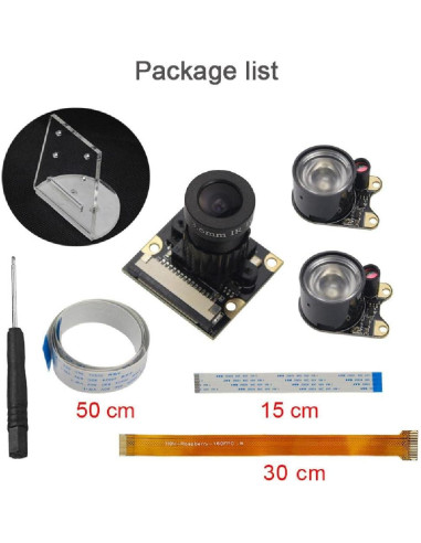 Cámara de Visión Nocturna 5MP Ojo de Pez 130 para Raspberry Pi