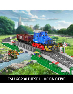 Locomotora Diésel Mould King ESU KG230 con Puente y Vías 1117 Pzs 2