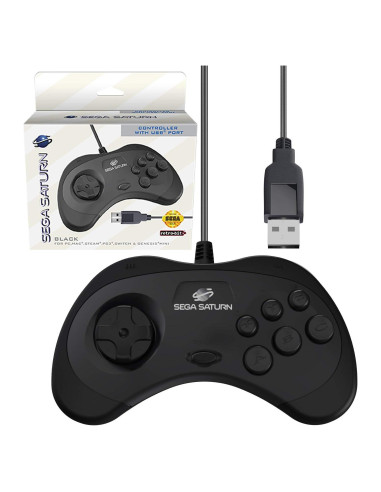 Controlador USB Retro-Bit Sega Saturn Modelo 2 Negro 3m