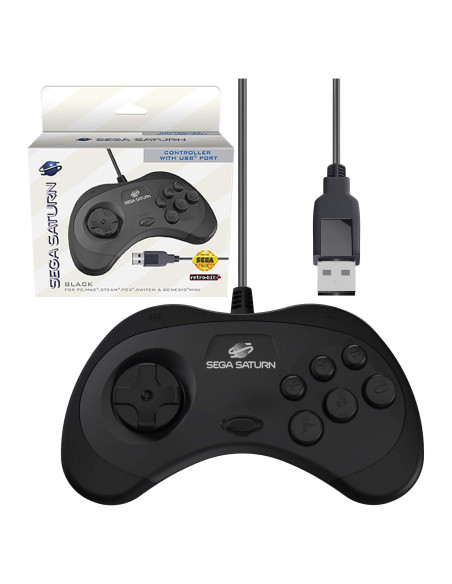 Controlador USB Retro-Bit Sega Saturn Modelo 2 Negro 3m