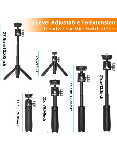 Trípode Mini 3-en-1 Ailight para Teléfono y Cámara - 31 cm