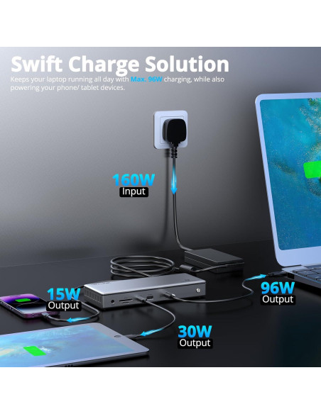 Dock Thunderbolt 4 WAVLINK 13-en-1 Doble HDMI 4K 60Hz