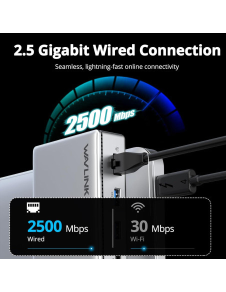 Dock Thunderbolt 4 WAVLINK 13-en-1 Doble HDMI 4K 60Hz