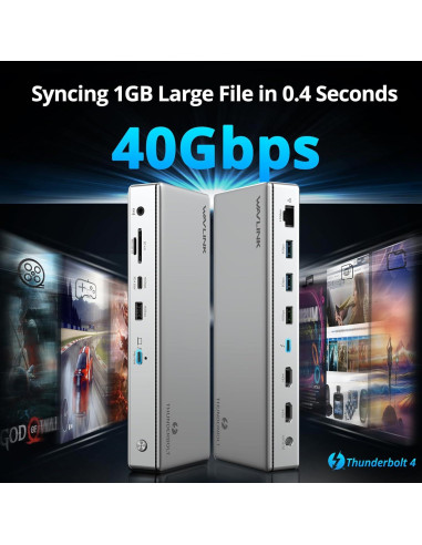 Dock Thunderbolt 4 WAVLINK 13-en-1 Doble HDMI 4K 60Hz