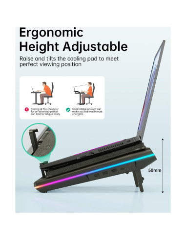 Enfriador de Laptop llano V12 RGB 15.6-21" Ajustable