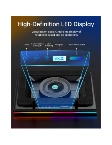 Enfriador de Laptop llano V12 RGB 15.6-21" Ajustable