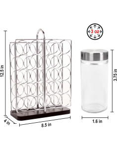 Estante de Especias Orii 20 Tarros Vidrio con Base Bambú 2