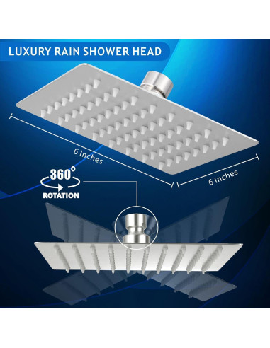 Cabezal de Ducha Voolan 15.24 cm Acero Inoxidable Niquelado