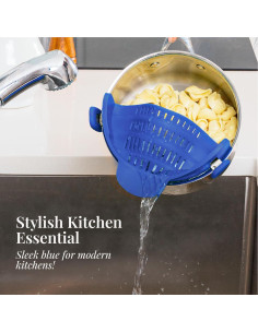 Colador Clip-On de Silicona Kitchen Gizmo Azul 20x7x11.5 cm 2