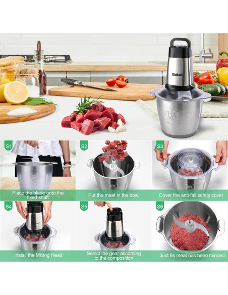 Procesador de Alimentos Qinkada 500W 3.5L Acero Inoxidable