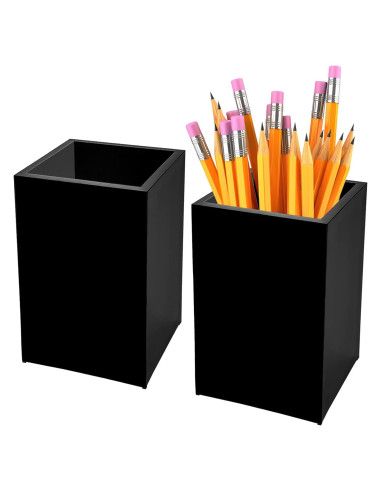 Soporte de Lápiz y Bolígrafos Acrílico Negro Cerpourt - 2 Piezas